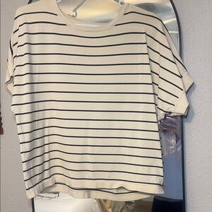 By Together Beige and Black Striped Tee